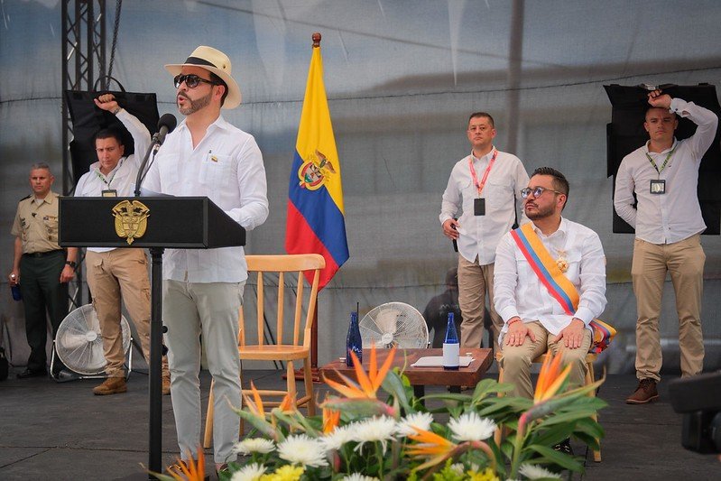 El presidente Abelardo De La Espriella durante su discurso en la posesión del contralor Jorge Laverde