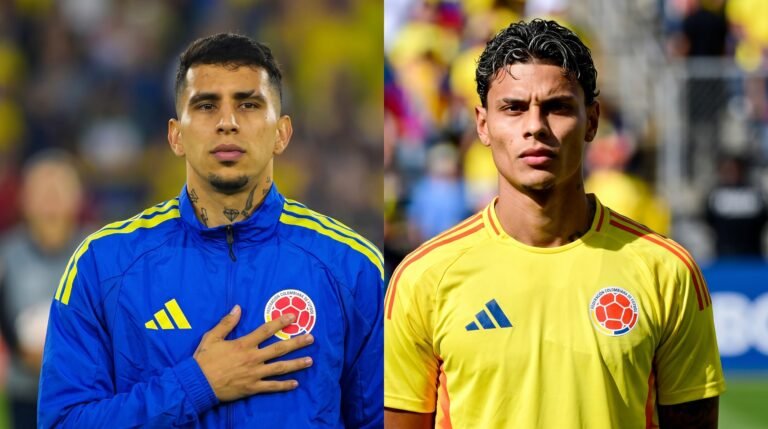 Imagen compuesta de Richard Ríos y Gustavo Puerta con la camiseta de la selección Colombia