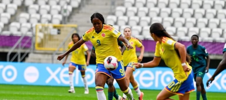 Jugadoras de la Selección Colombia femenina Sub-20 durante el partido ante Nigeria