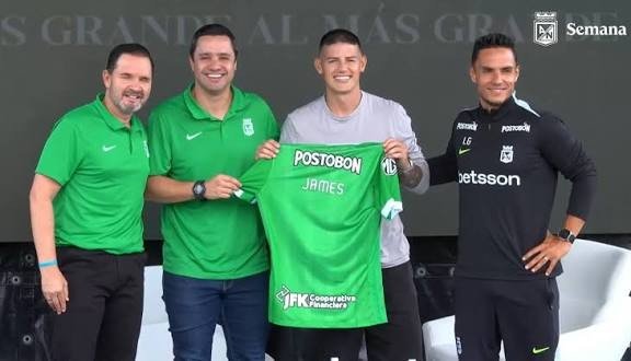 James Rodríguez durante su presentación oficial como jugador de Atlético Nacional