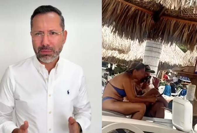 El ministro de Vivienda, Jaime Andrés Beltrán, en la playa en Santa Marta